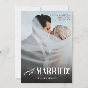Chic Foto & Just Married Typografy Einladung