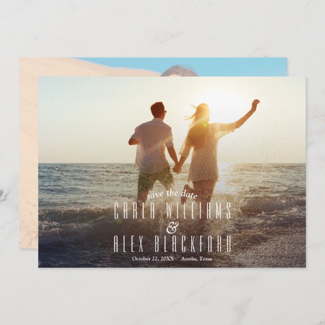 Chic Foto Moderne Hochzeit Save The Date (Vorne/Hinten)