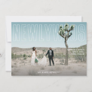 Chic Foto & Newlyweds Typografie Horizontal Einladung