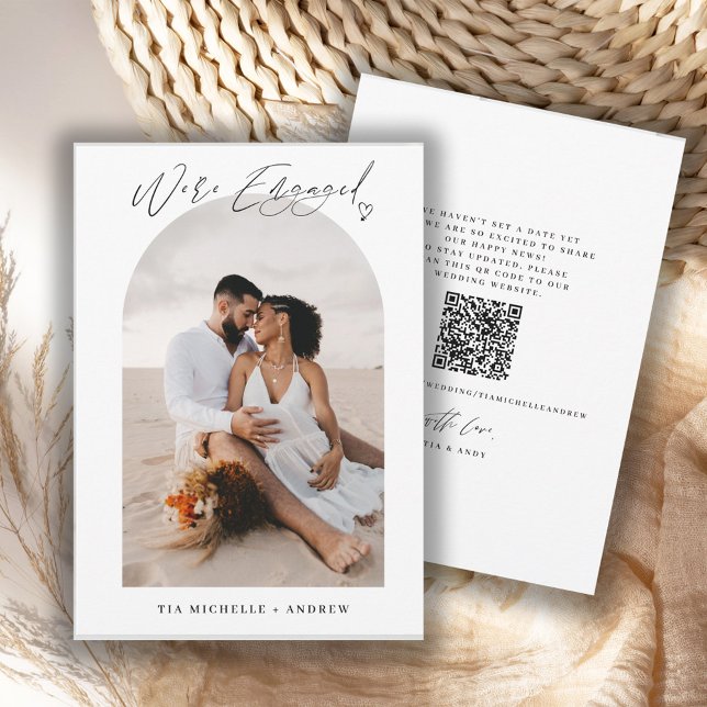 Chic Foto QR Code Hochzeitsankündigung Verlobung Einladung (Von Creator hochgeladen)