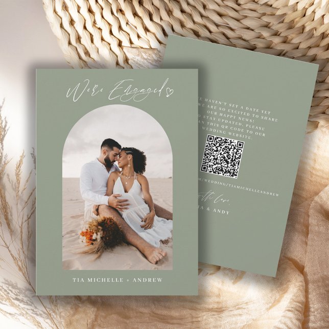Chic Foto QR Code Hochzeitsankündigung Verlobung Einladung (Von Creator hochgeladen)