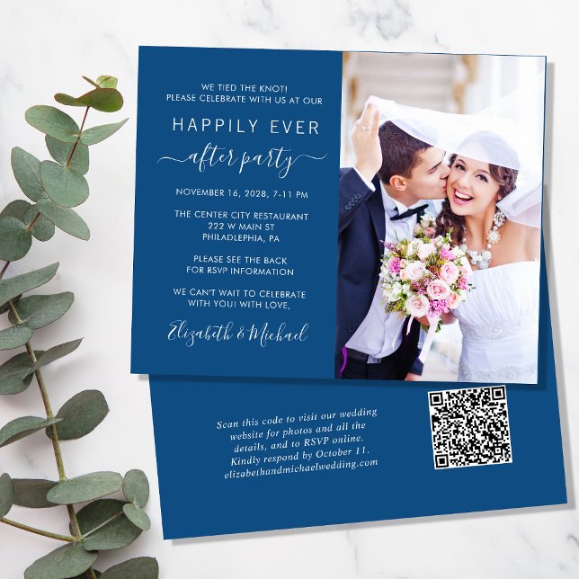 Chic Foto QR Code Hochzeitsempfang Einladung (Von Creator hochgeladen)