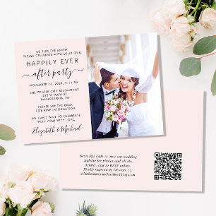 Chic Foto QR Code Rosa Hochzeitsempfang Einladung