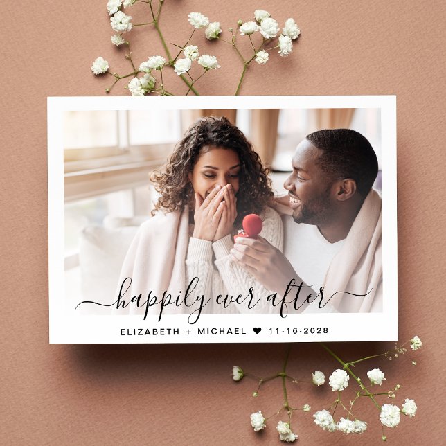 Chic Foto QR Code Wedding Save The Date (Celebrate your love story with a save the date announcement showcasing your favorite photo)