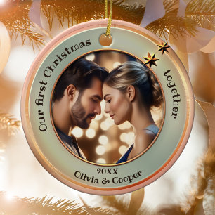 Chic Foto Rose Goldene Weihnachten Keramik Ornament