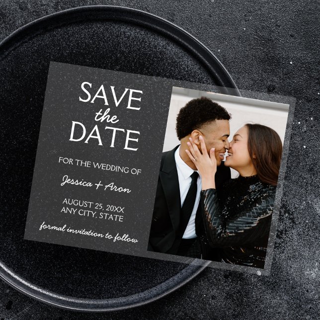 Chic Foto Save the Date Elegante Moderne Karte Acryleinladungen (Chic Photo Save The Date Elegant Modern Card Acrylic Invitations)