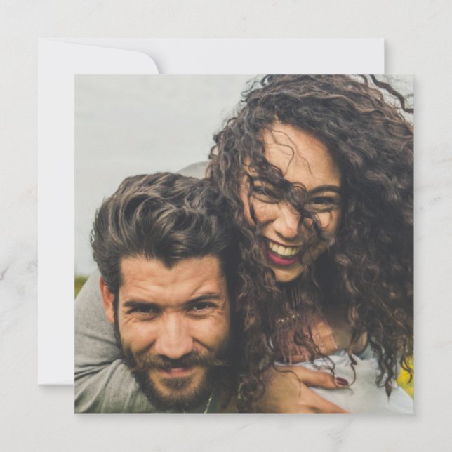 Chic Foto Wedding Invite QR Code Gerettet Datum Gr (Rückseite)