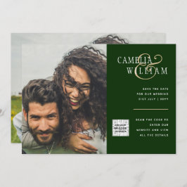 Chic Foto Wedding Invite QR Code Gerettet Datum Gr Einladung