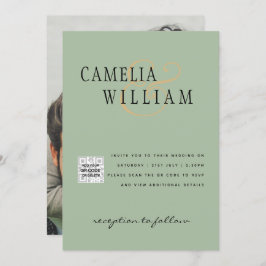 Chic Foto Wedding Invite QR Code Gerettet Datum Gr Einladung