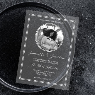 Chic Foto White Calligraphy Script Wedding Acryleinladungen