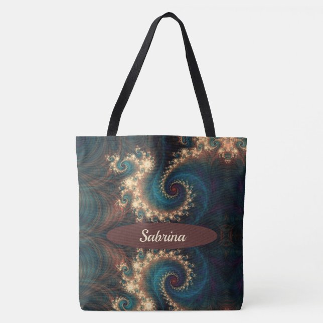 Chic Fraktal Mit Monogramm Tote Bag (Vorderseite)