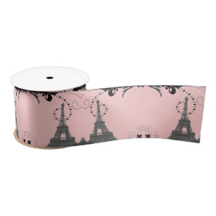 Chic Französisch rosa Vintage Paris eiffel Turm Satinband