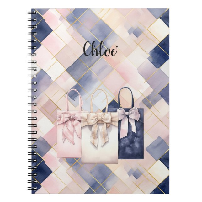 Chic French Blue Pink Gift Bags Notizblock (Vorderseite)