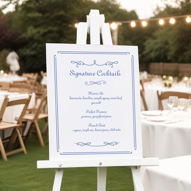 Chic French Blue Wedding Signature Cocktail Signat Fotodruck (Von Creator hochgeladen)