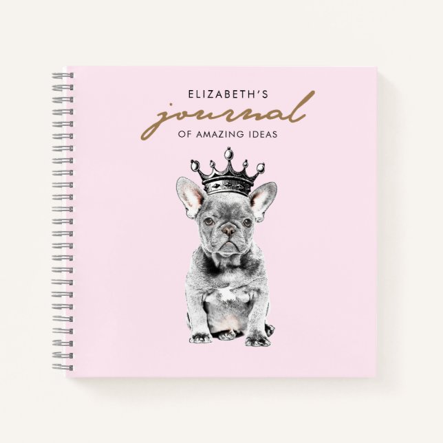 Chic French Bulldog Franchie Royal Pink Notizbuch (Vorderseite)