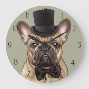 Chic French Bulldog Große Wanduhr