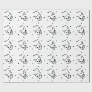 Chic French Bulldog Line Art: Bearbeiten Sie Ihren Geschenkpapier