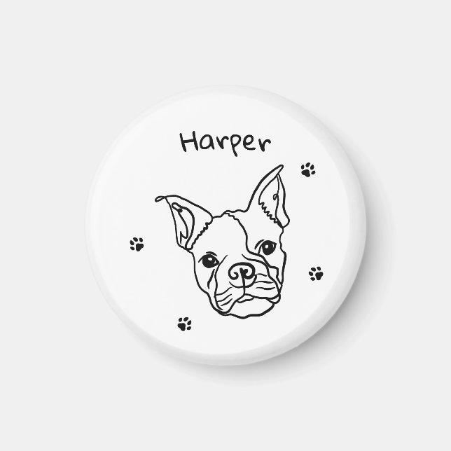 Chic French Bulldog Line Art: Bearbeiten Sie Ihren Magnet (Vorne)