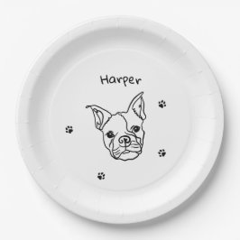 Chic French Bulldog Line Art: Bearbeiten Sie Ihren Pappteller