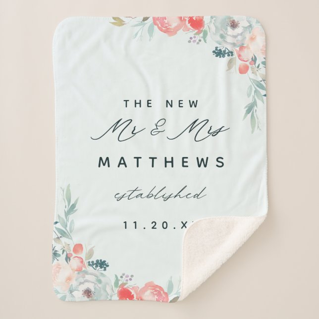 Chic French Garden Floral Peony New Mr. & Mrs. Sherpadecke (Vorderseite)