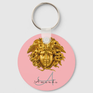 Chic French Gold Medusa Maske Blush Pink Schlüssel Schlüsselanhänger