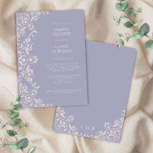 Chic French Lilac Elegante Hochzeit Empfang Dinner Einladung