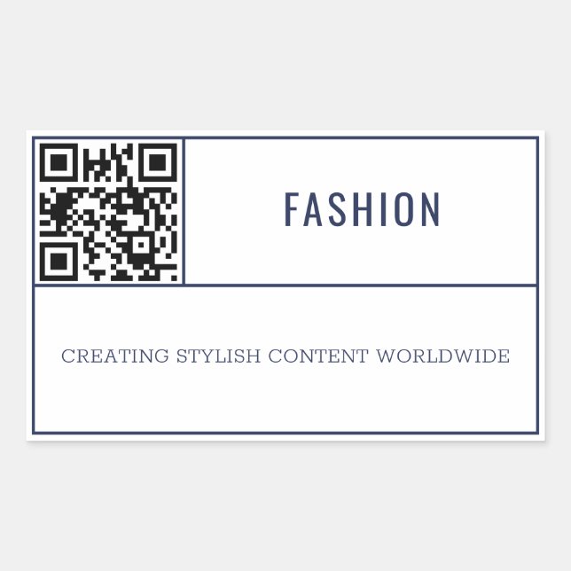 Chic French Navy Fashion Brand QR Code Rechteckiger Aufkleber (Vorderseite)