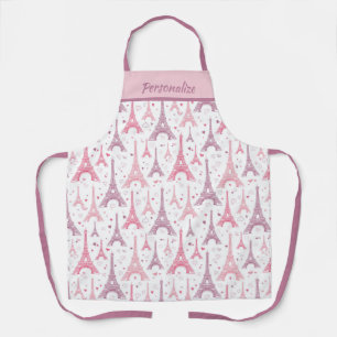 Chic French Paris Eiffel Tower Pink Lila Design Schürze