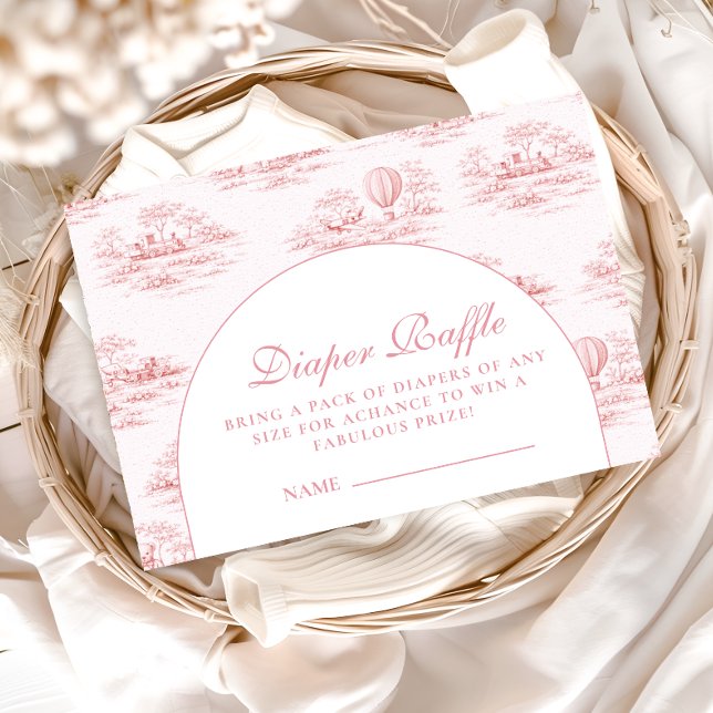 Chic French Toile Baby Shower Diapper Raffle Begleitkarte (Von Creator hochgeladen)