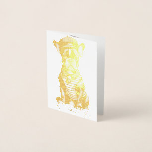 Chic Frenchie: Stilvolles französisches Bulldogdes Folienkarte
