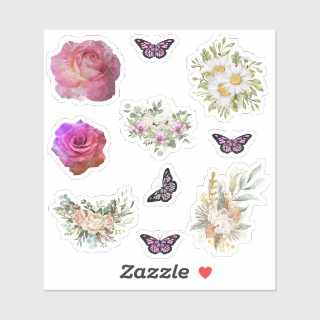 Chic fresh bridal  wonderful flowers foliage aufkleber (Blatt)