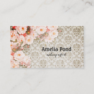 chic Friseur Hairstylist Make-up-Artist floral Visitenkarte