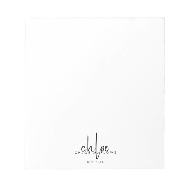 Chic Friseur Minimalistisches Monogramm  Notizblock (Vorderseite)