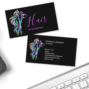 Chic Friseur-Typografie Holografie Schere Visitenkarte