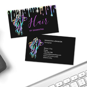 Chic-Friseurstil-Typografie Holografie-Schere Visitenkarte