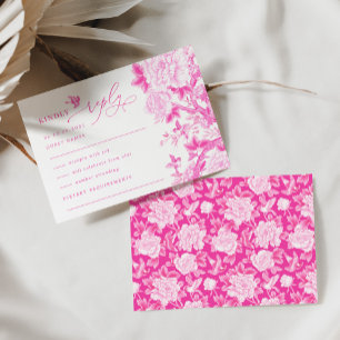 Chic Fuchsia Chinoiserie Bird Peony Wedding RSVP Karte