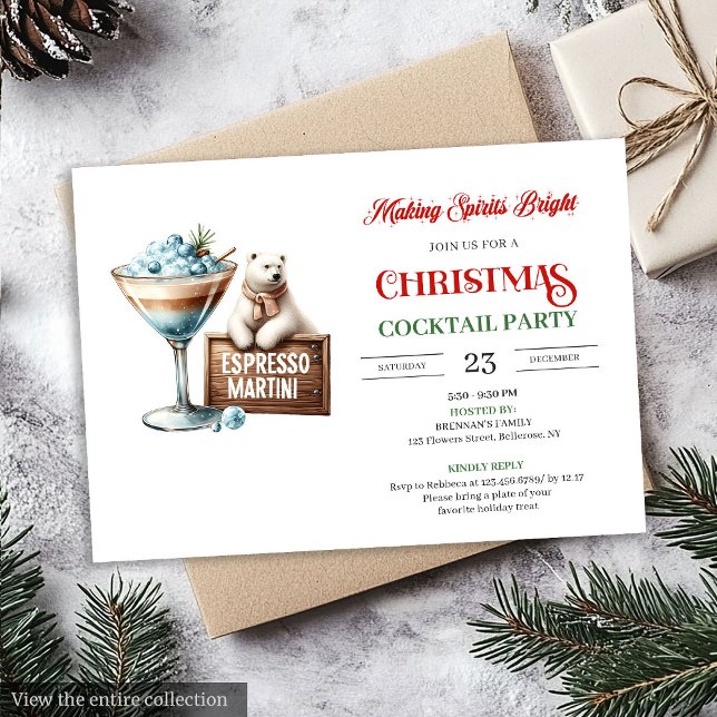 Chic fun festive Christmas cocktails party invite Einladung (Chic fun festive cocktails party invitation

)