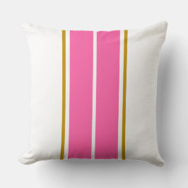 Chic Fun Sporty Bright Pink White Racing Streifen Kissen