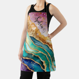 Chic Funkelnd Glitzer Golden Rainbow Agate Glamour Schürze