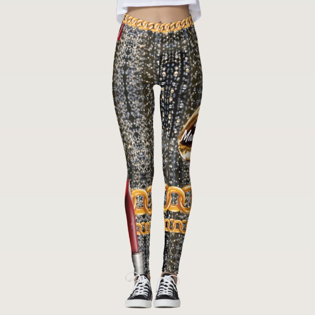 Chic Funkelnd Gold Elegante für Ihre individuellen Leggings (Vorderseite)