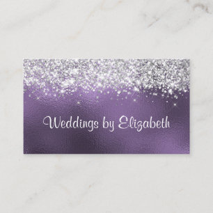 Chic Funkelnd Silver Glitzer Amethyst Foil Visitenkarte