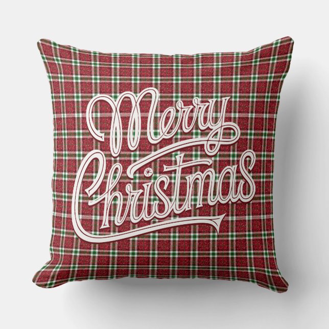 Chic funkelnde karierte Weihnachten  Kissen (Vorderseite)