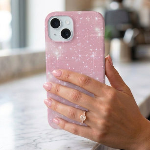 Chic funkelnder Glitter Staubrosa Glamour Starburs iPhone 15 Hülle