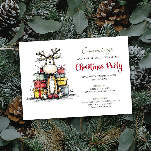 Chic funny reindeer Christmas party invitation Einladung (Chic funny reindeer Christmas party invitation

)