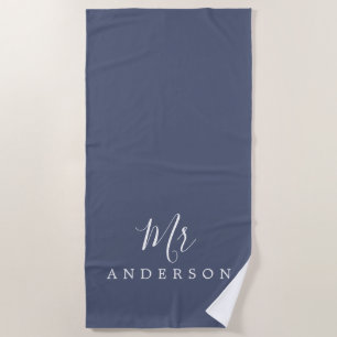 Chic Future Mr Blue Indigo Monogram Strandtuch