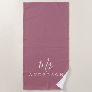 Chic Future Mr. Lila Cassis Monogram Strandtuch