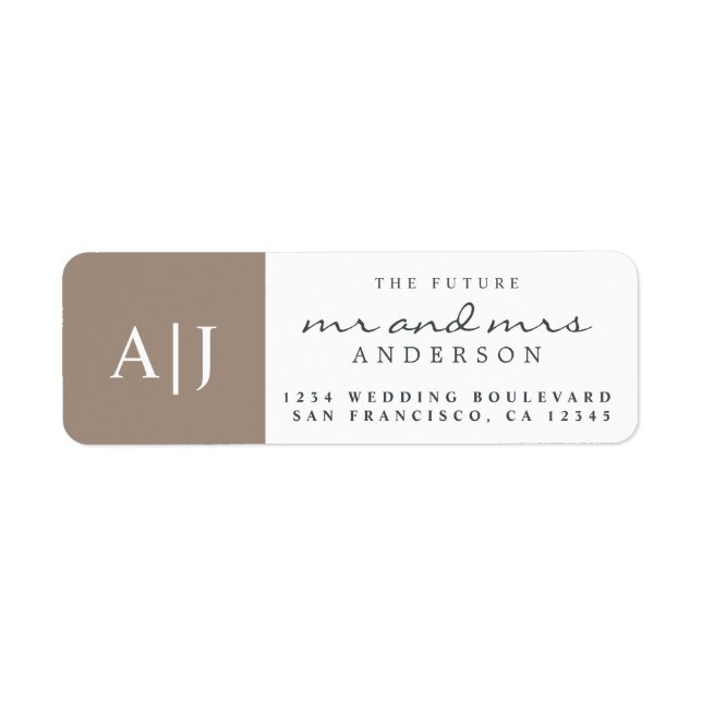 Chic Future Mr. Monogram Wedding Rücksendeadresse (Vorne)