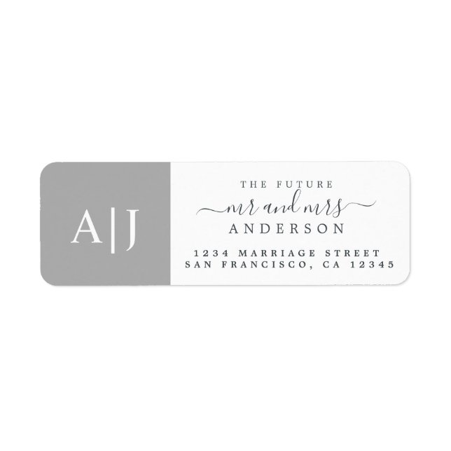 Chic Future Mr. Monogram Wedding Rücksendeadresse (Vorne)