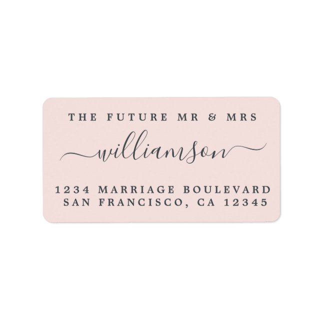 Chic Future Mr. Pink Wedding Rücksendeadresse Adressaufkleber (Vorne)