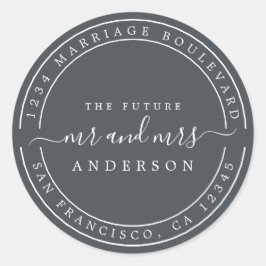 Chic Future Mr. Wedding Rücksendeadresse Black Runder Aufkleber